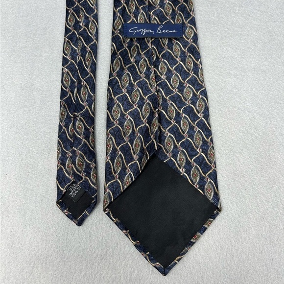 Geoffrey Beene Vintage Tie Necktie Mens Navy Geometric Print Silk, 4 x 58 - Picture 5 of 6